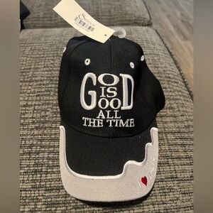 God is Good All The Time Hat Black Embroidered Baseball Cap New With Tags